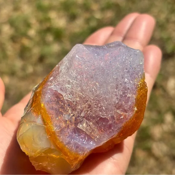 Raw Museum Grade Mexican Fire Opal “Contra Luz”- Purple Internal Glow - Picture 5 of 8
